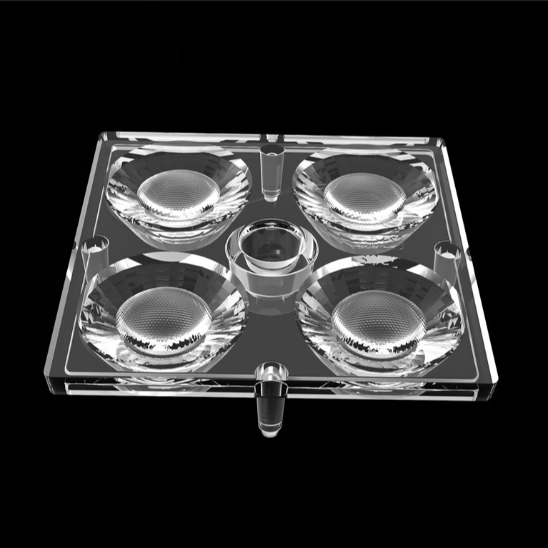 50 * 50 มม 30 องศา 4 ใน 1 LED แสงเลนส์วัสดุ PC สําหรับแสงน้ําท่วม SMD7070 / 5050 / 4 * 3030 LED