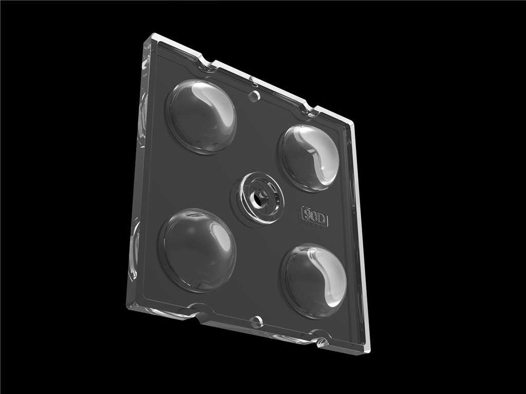 50 * 50 มม 90 องศา 4 ใน 1 LED แสงเลนส์วัสดุ PC สําหรับแสงน้ําท่วม SMD7070 / 5050 / 4 * 3030 LED