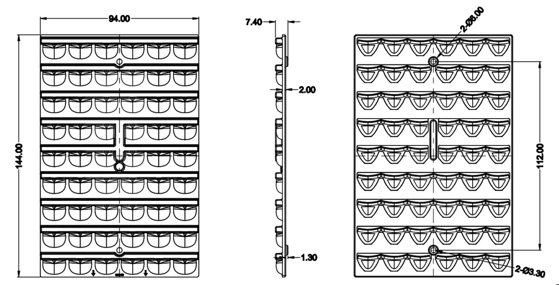 PC LED Stadium Lighting with 3030 Chips 54 LED lens, พลาสติก LED optic สําหรับการส่องแสงอุโมงค์/ไฟฉาย/ไฟถนน