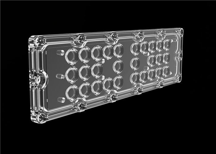 วัสดุ PMMA / PC ไฟ LED Lens ฟลักซ์ส่องสว่างสูงที่มีตัวยึดบอร์ด PCB / Cluster Holder