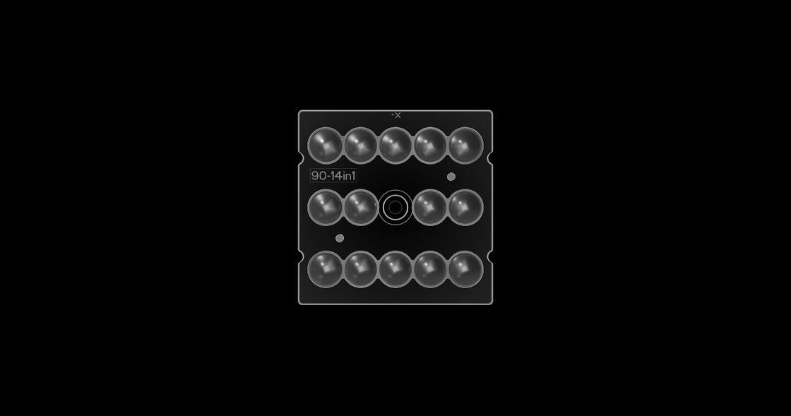 14 ในเลนส์ PMMA 1 ดวงสำหรับหลอด LED, 90 องศา LED Lens Array สำหรับอุโมงค์แสงสว่าง